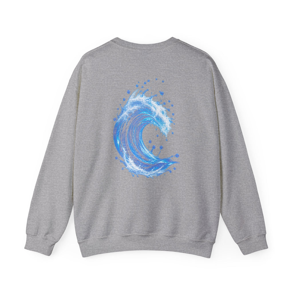 Wave Graphic Sweatshirt — Blue Ocean Crest Crewneck