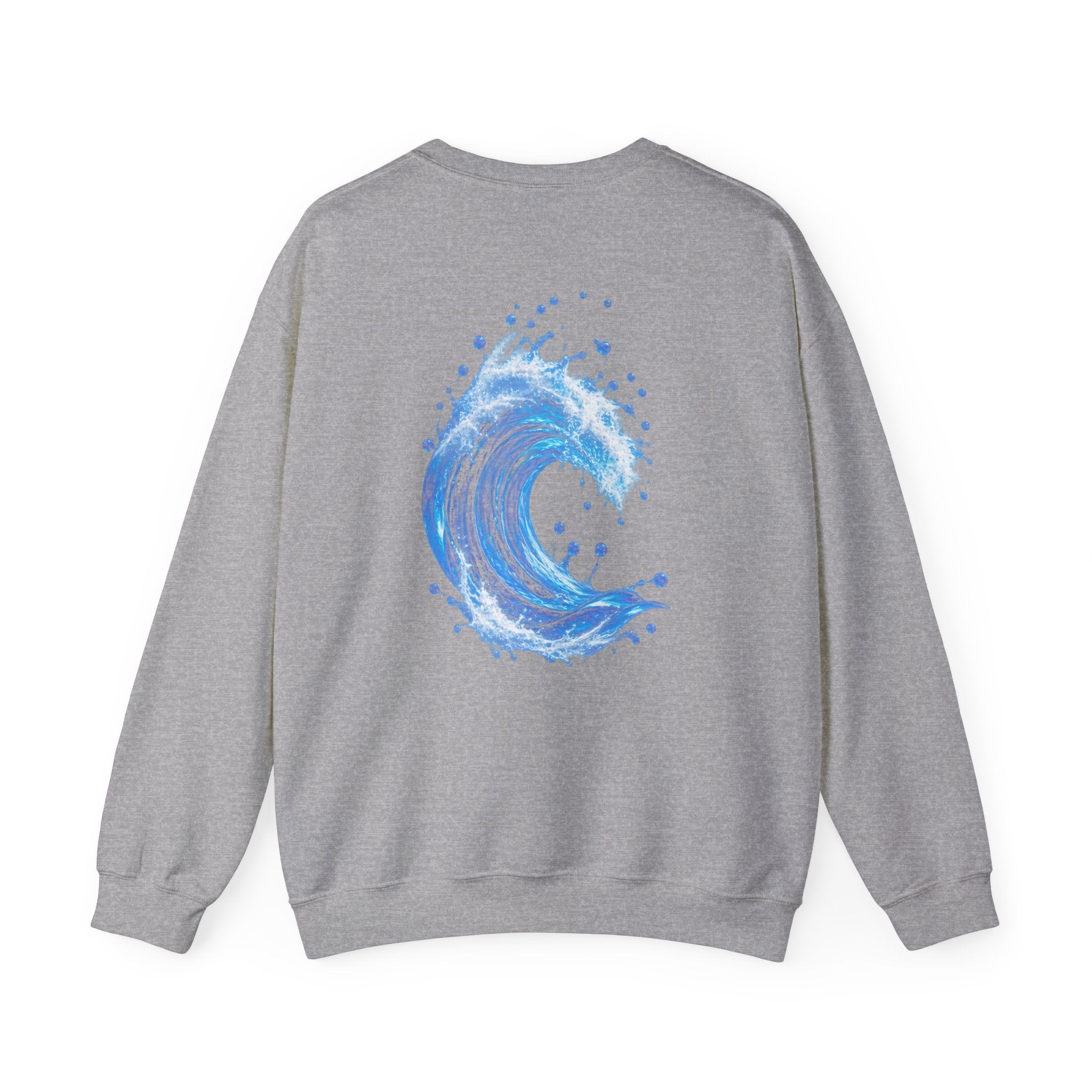 Wave Graphic Sweatshirt — Blue Ocean Crest Crewneck