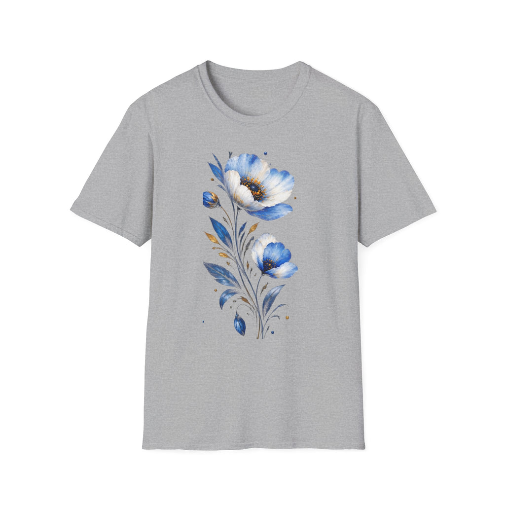 Blue Watercolor Floral T-Shirt
