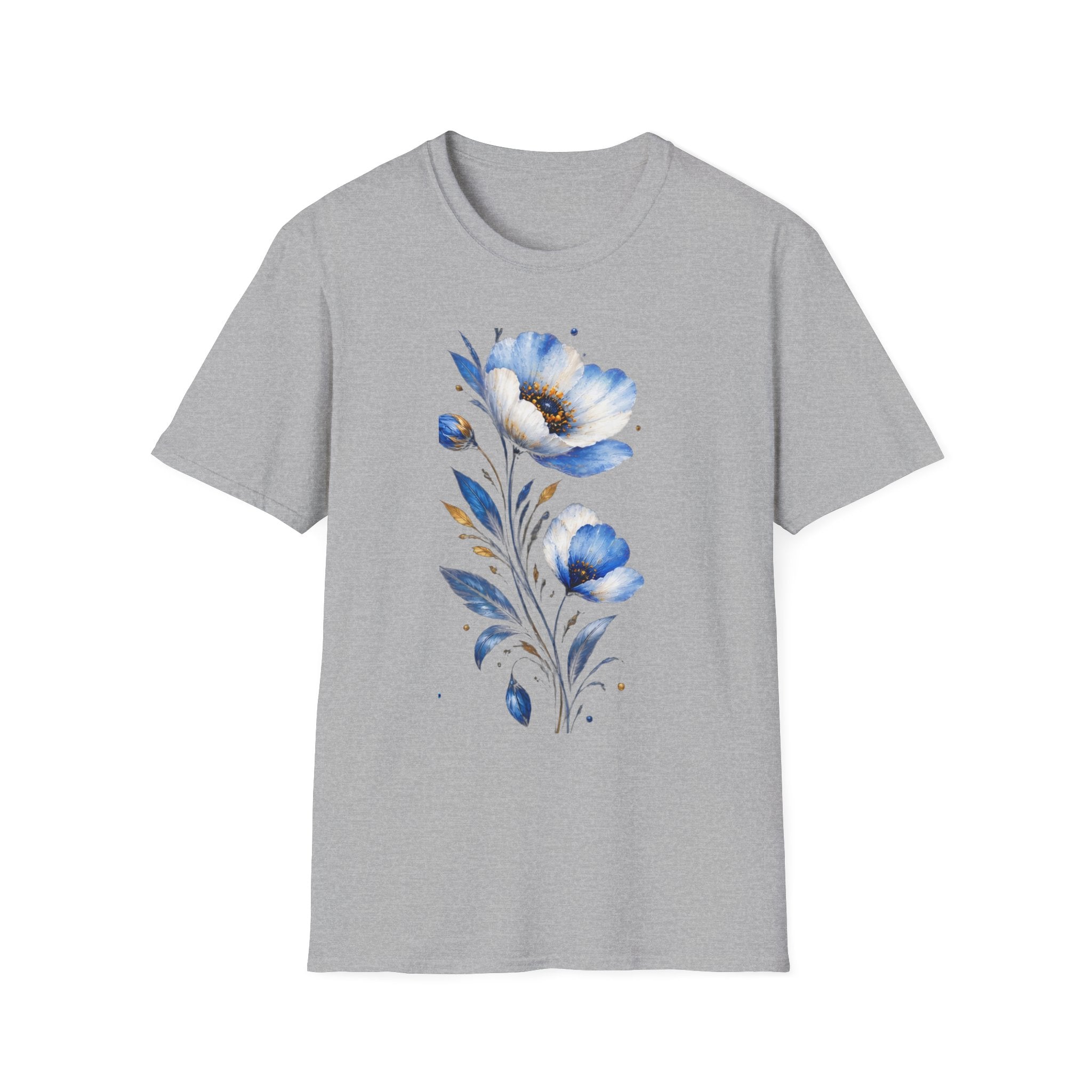 Blue Watercolor Floral T-Shirt