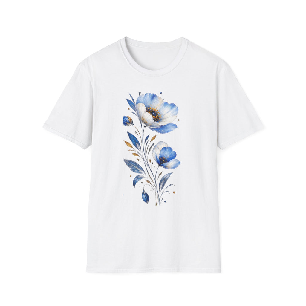 Blue Watercolor Floral T-Shirt