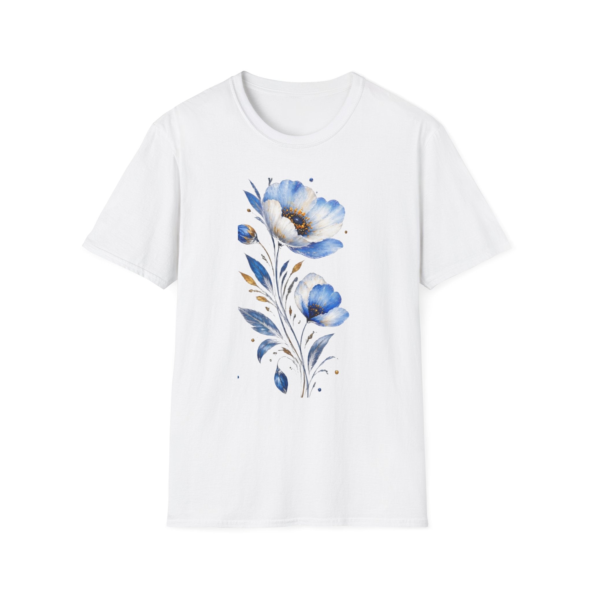 Blue Watercolor Floral T-Shirt