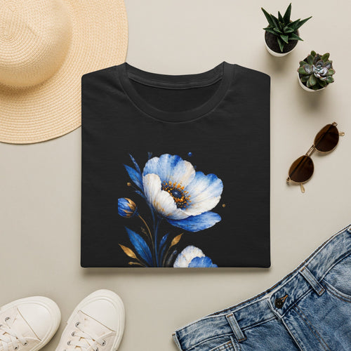 Blue Watercolor Floral T-Shirt