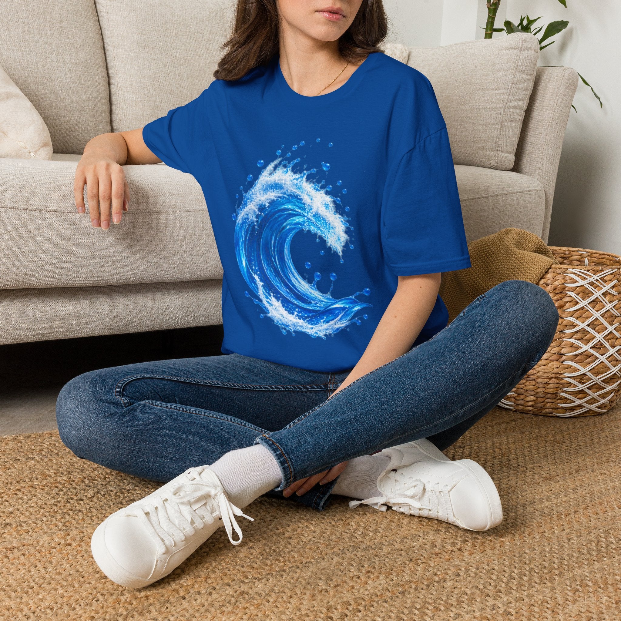 Ocean Wave T-Shirt — Blue Water Splash Graphic Tee