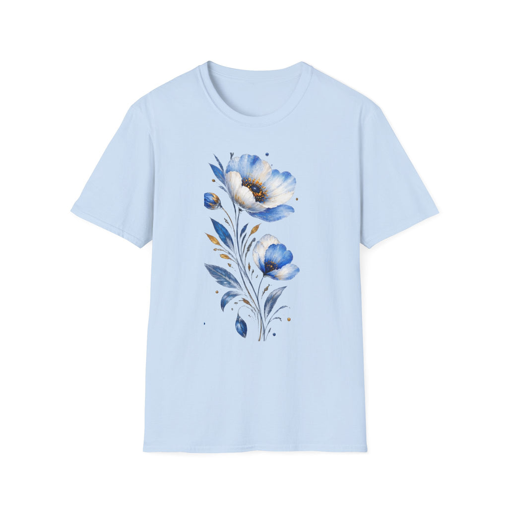 Blue Watercolor Floral T-Shirt