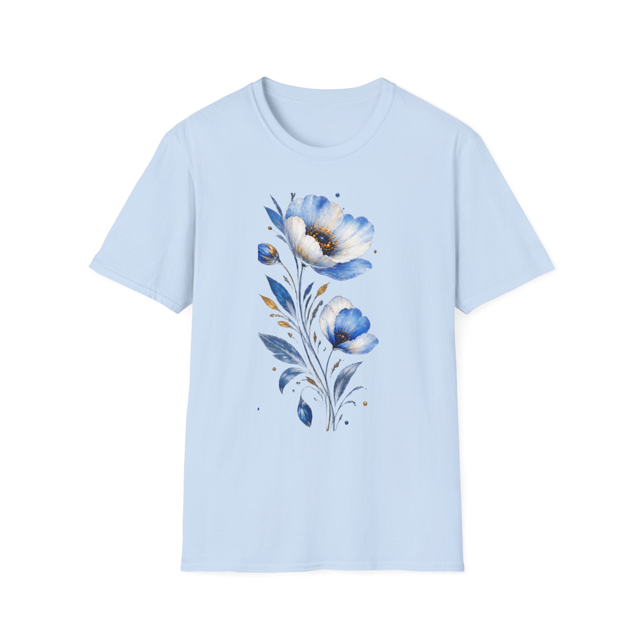 Blue Watercolor Floral T-Shirt