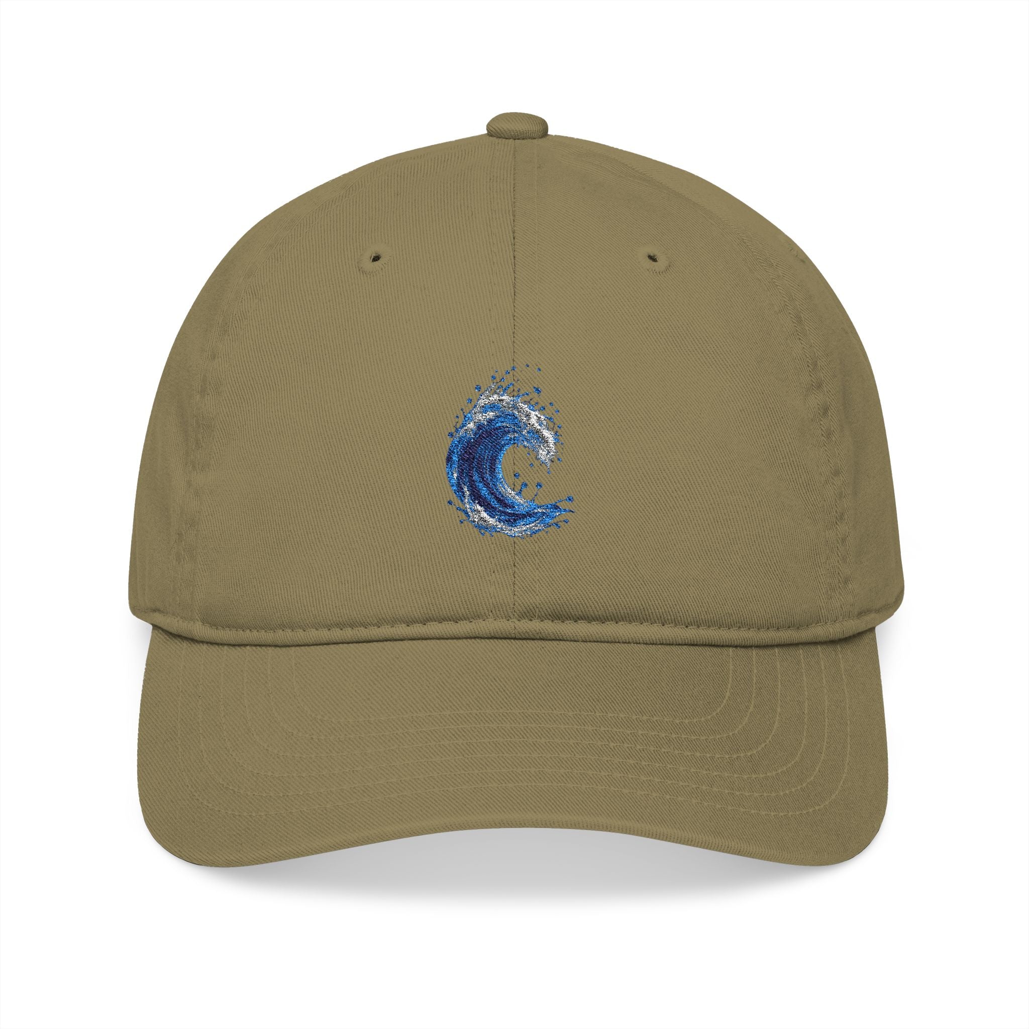 Embroidered Blue Wave Organic Baseball Cap — Eco-Friendly Surf Hat