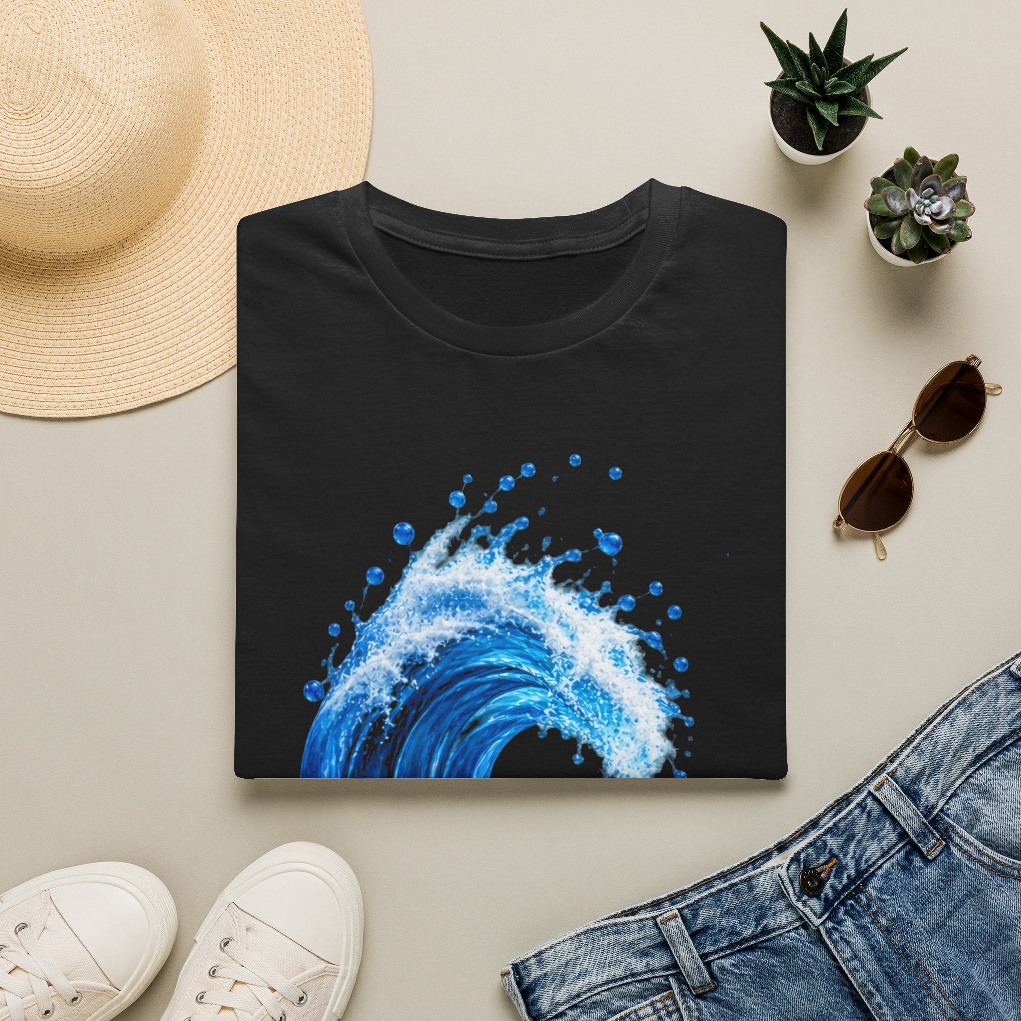 Ocean Wave T-Shirt — Blue Water Splash Graphic Tee