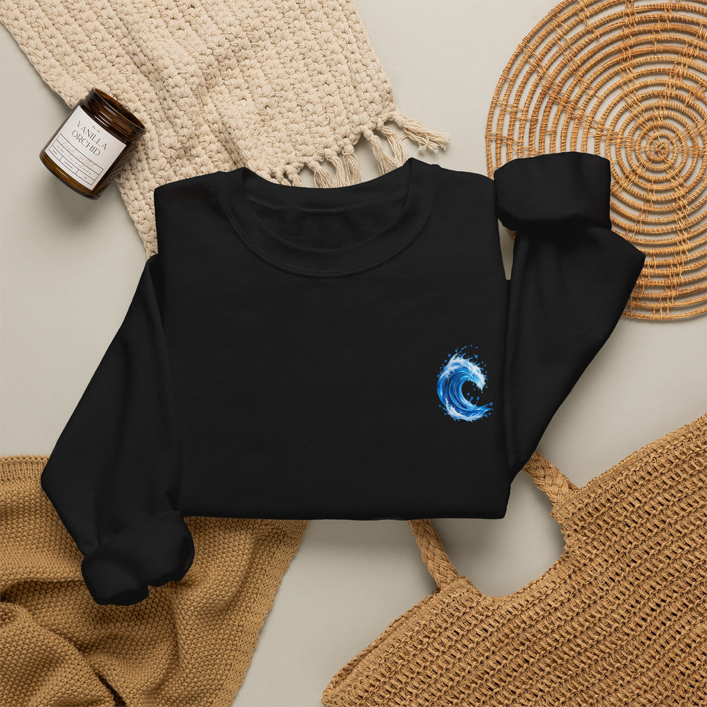 Wave Graphic Sweatshirt — Blue Ocean Crest Crewneck