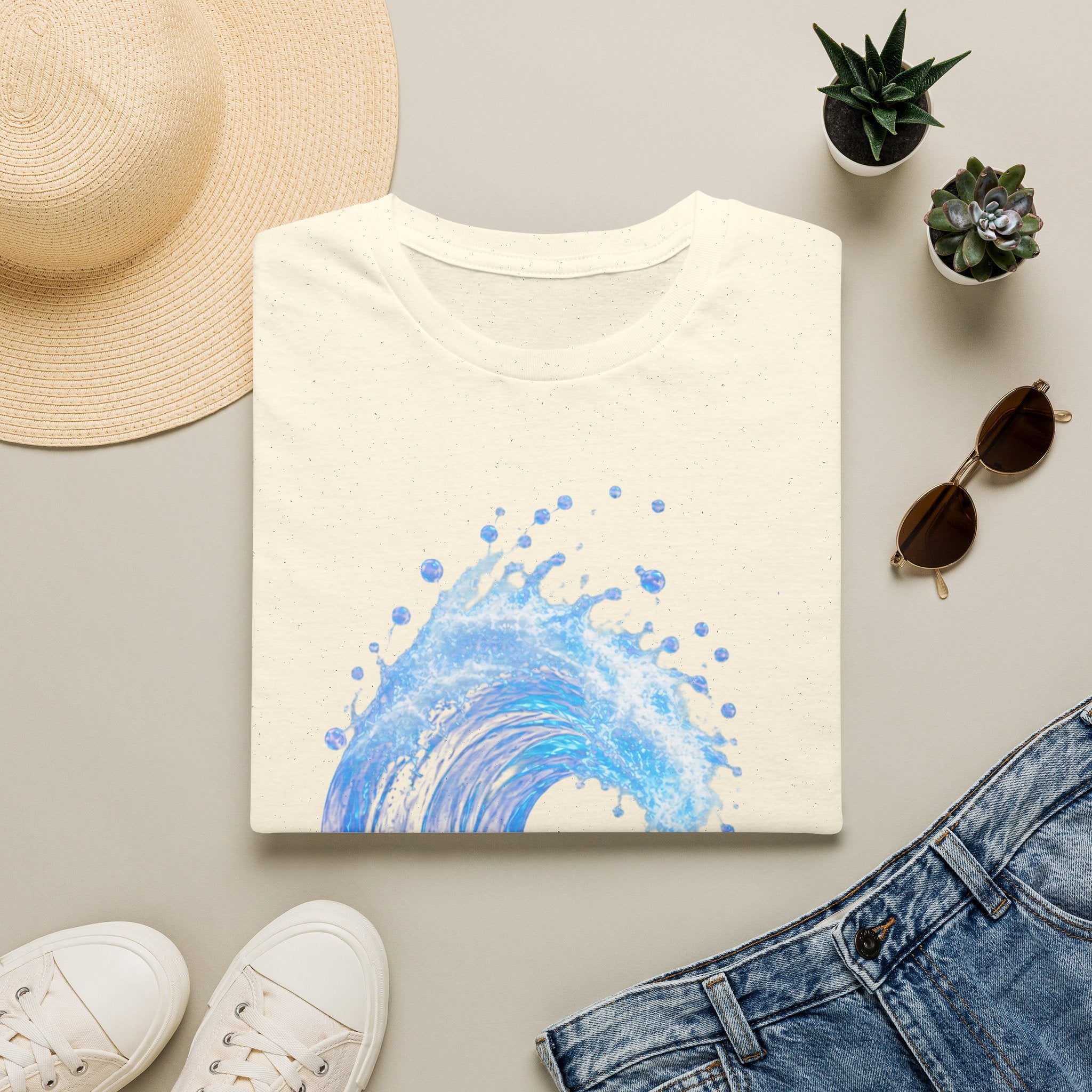 Ocean Wave T-Shirt — Blue Water Splash Graphic Tee