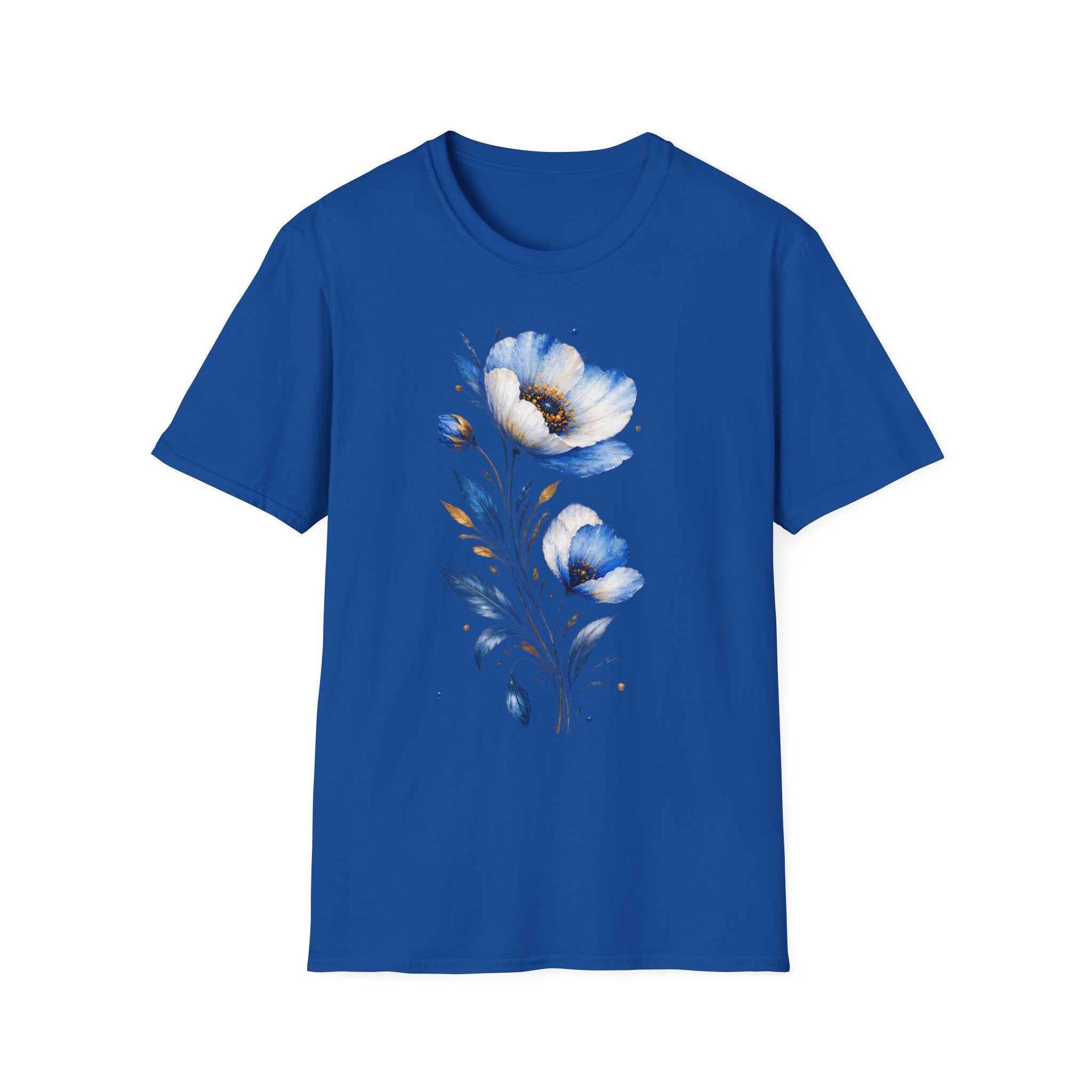 Blue Watercolor Floral T-Shirt
