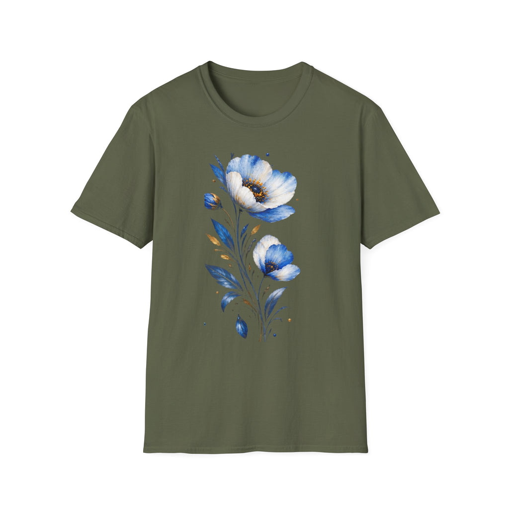 Blue Watercolor Floral T-Shirt