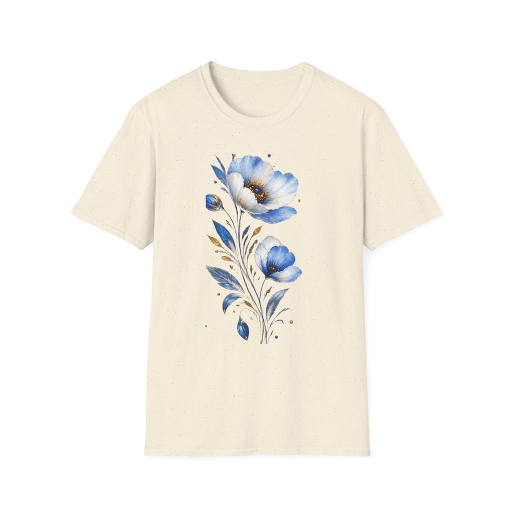 Blue Watercolor Floral T-Shirt