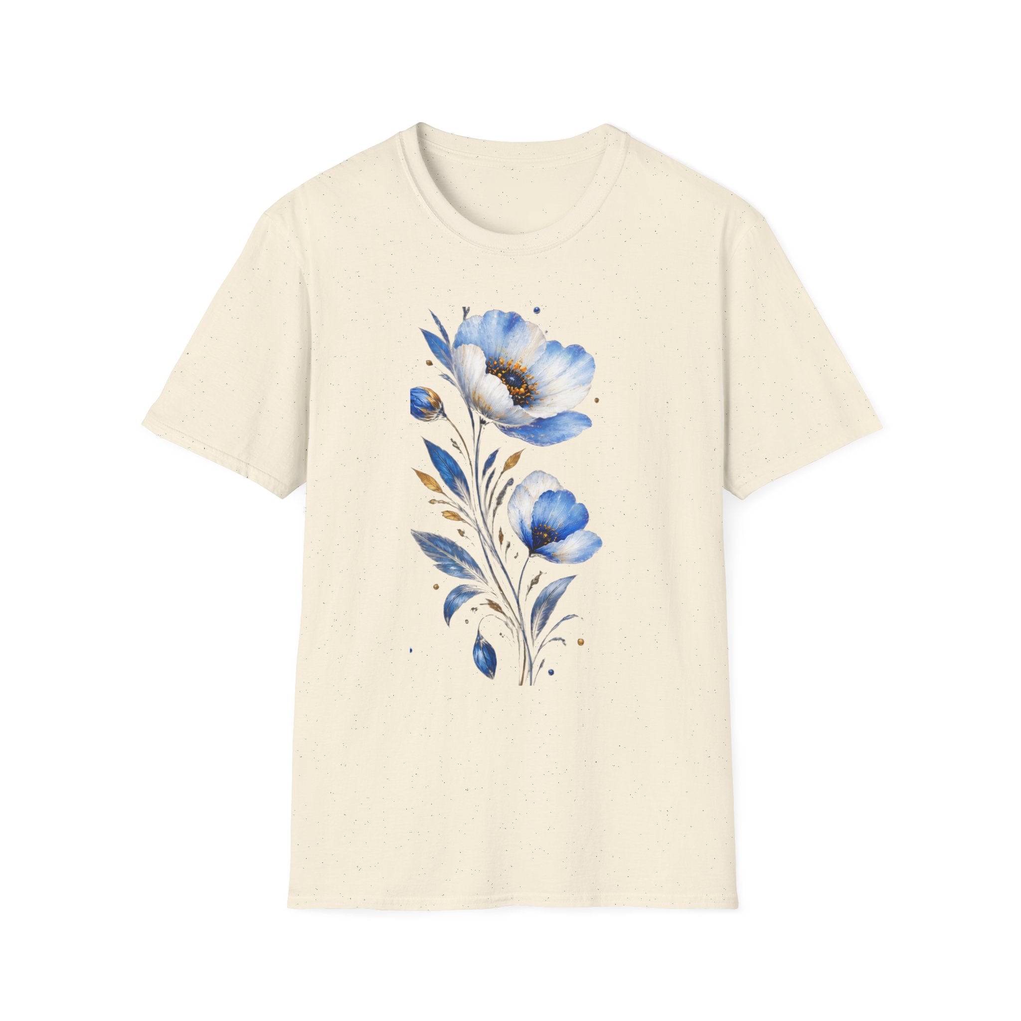 Blue Watercolor Floral T-Shirt
