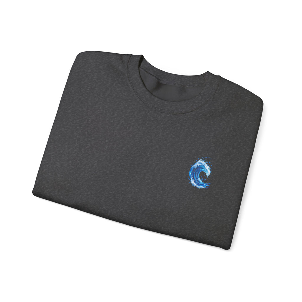 Wave Graphic Sweatshirt — Blue Ocean Crest Crewneck