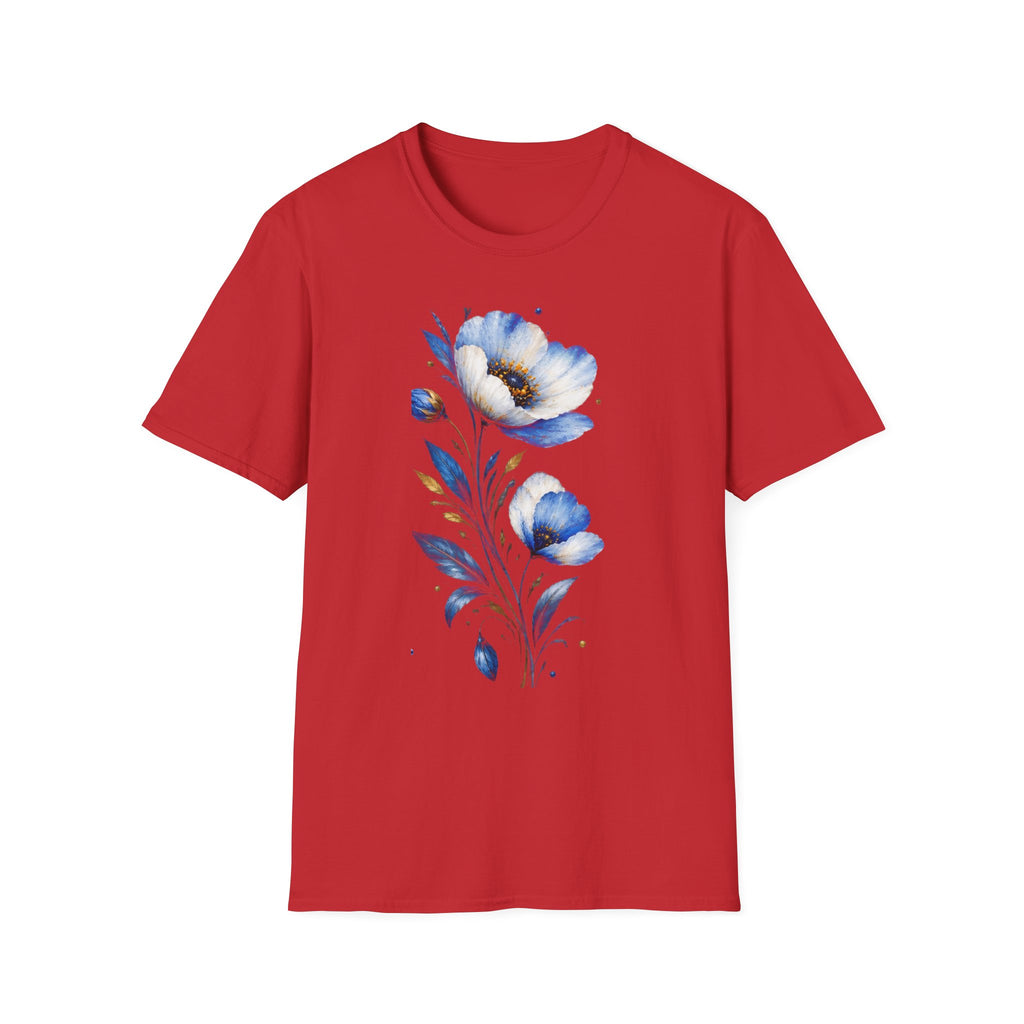 Blue Watercolor Floral T-Shirt