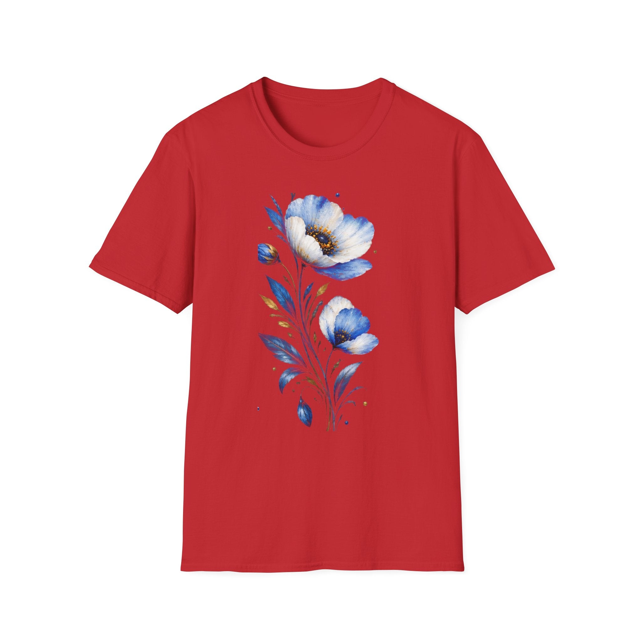 Blue Watercolor Floral T-Shirt