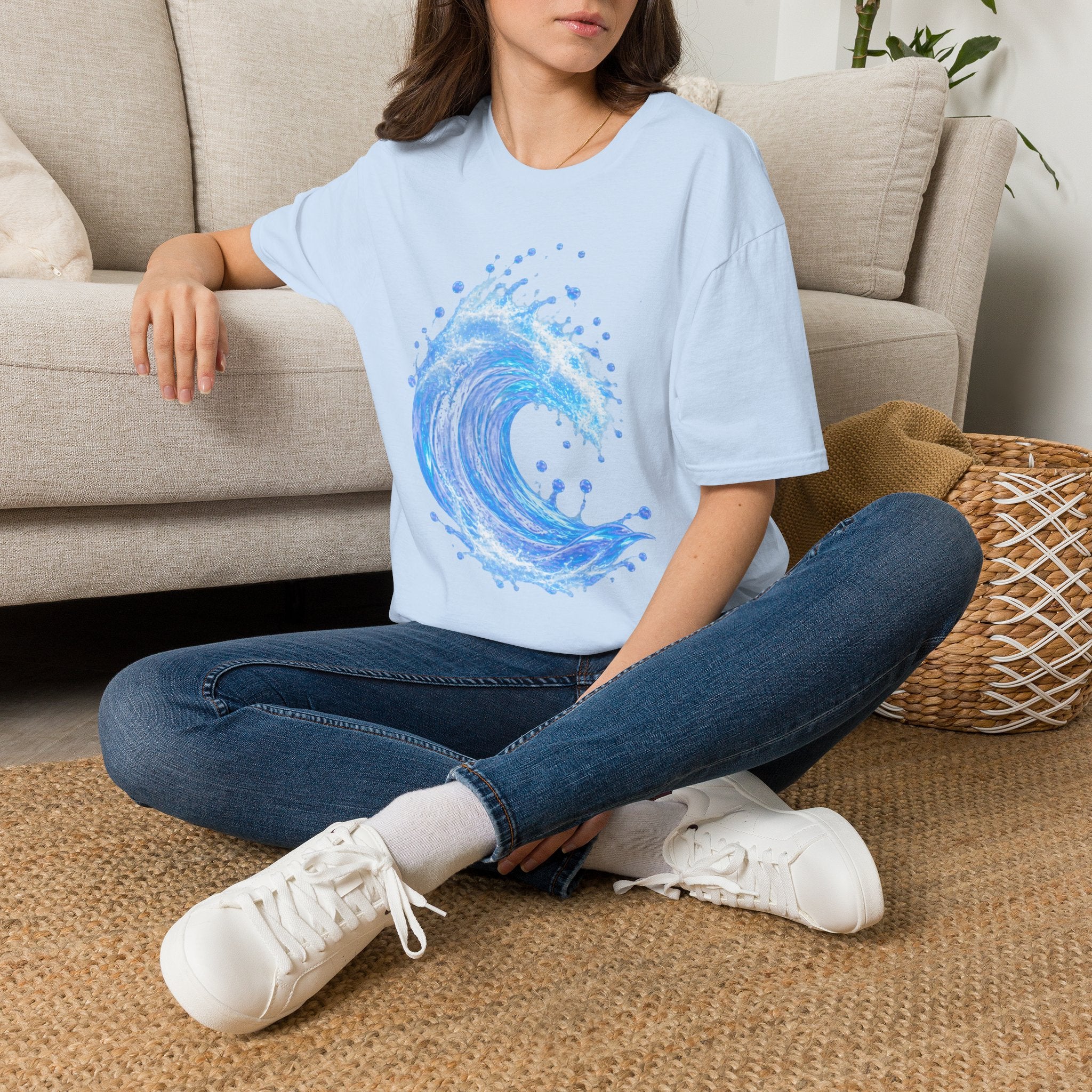 Ocean Wave T-Shirt — Blue Water Splash Graphic Tee