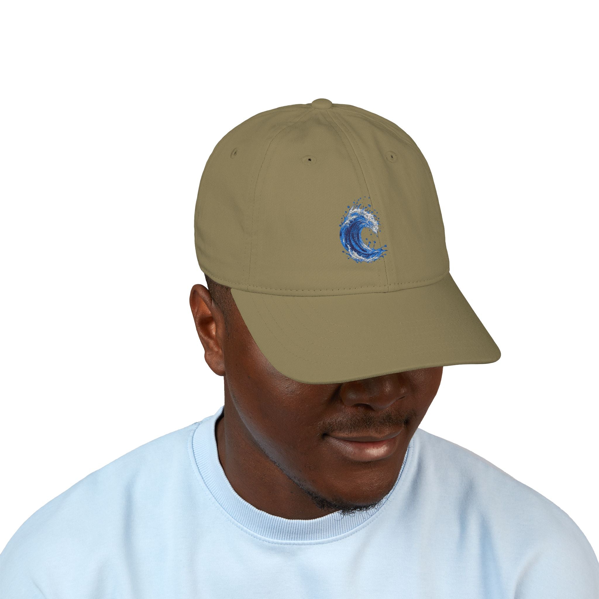 Embroidered Blue Wave Organic Baseball Cap — Eco-Friendly Surf Hat