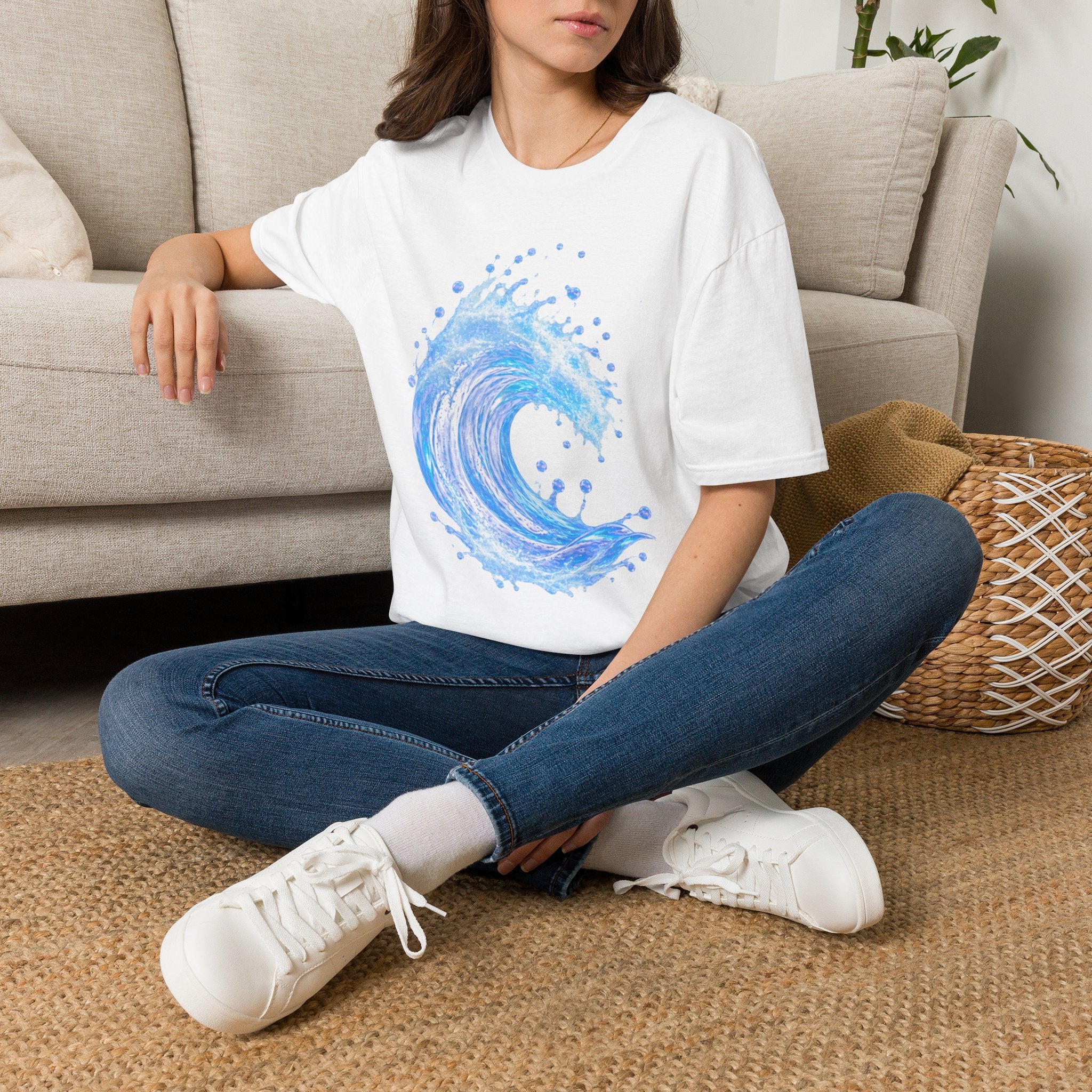 Ocean Wave T-Shirt — Blue Water Splash Graphic Tee