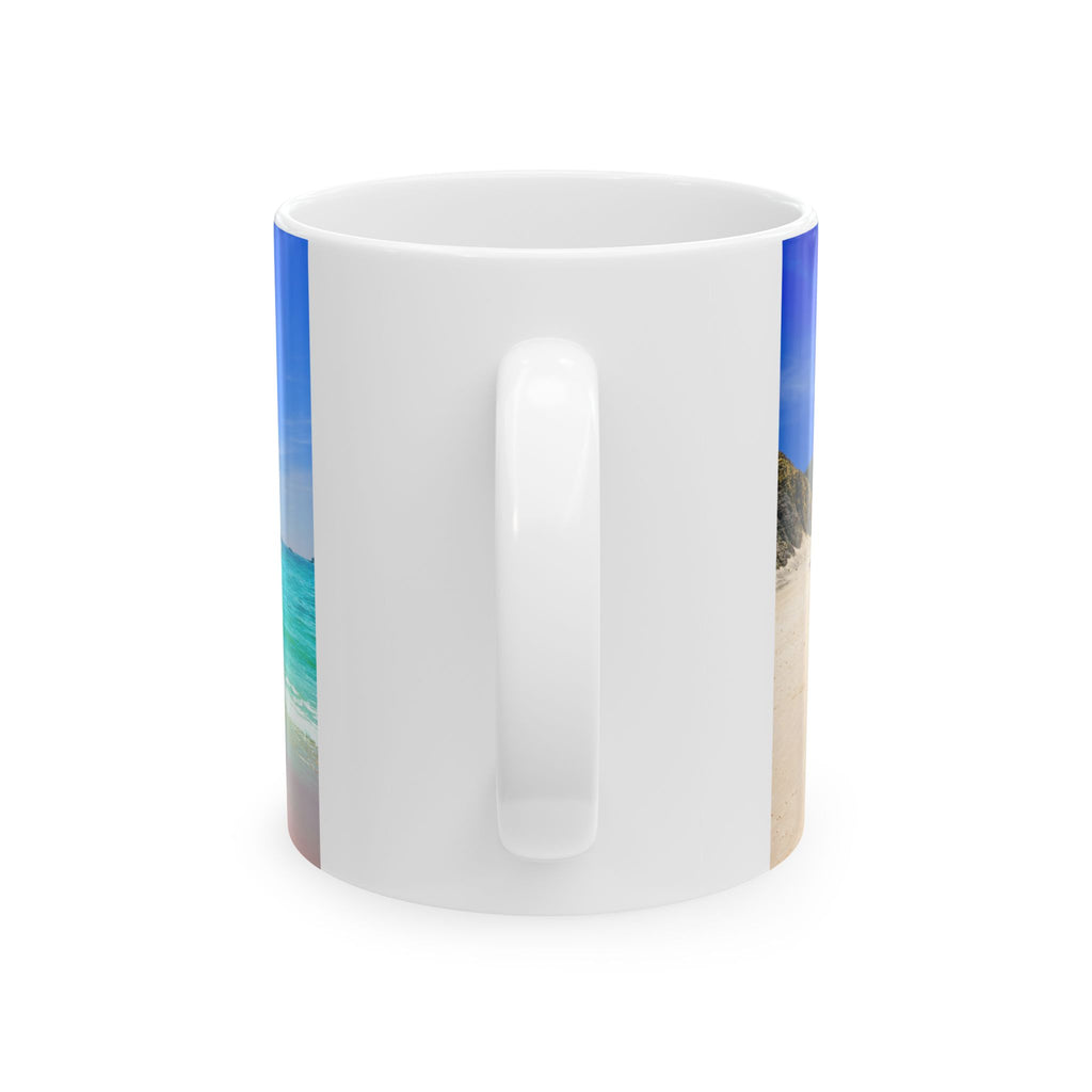 Beachscape Ceramic Mug — Tropical Seascape Photo Coffee Cup (11oz, 15oz)
