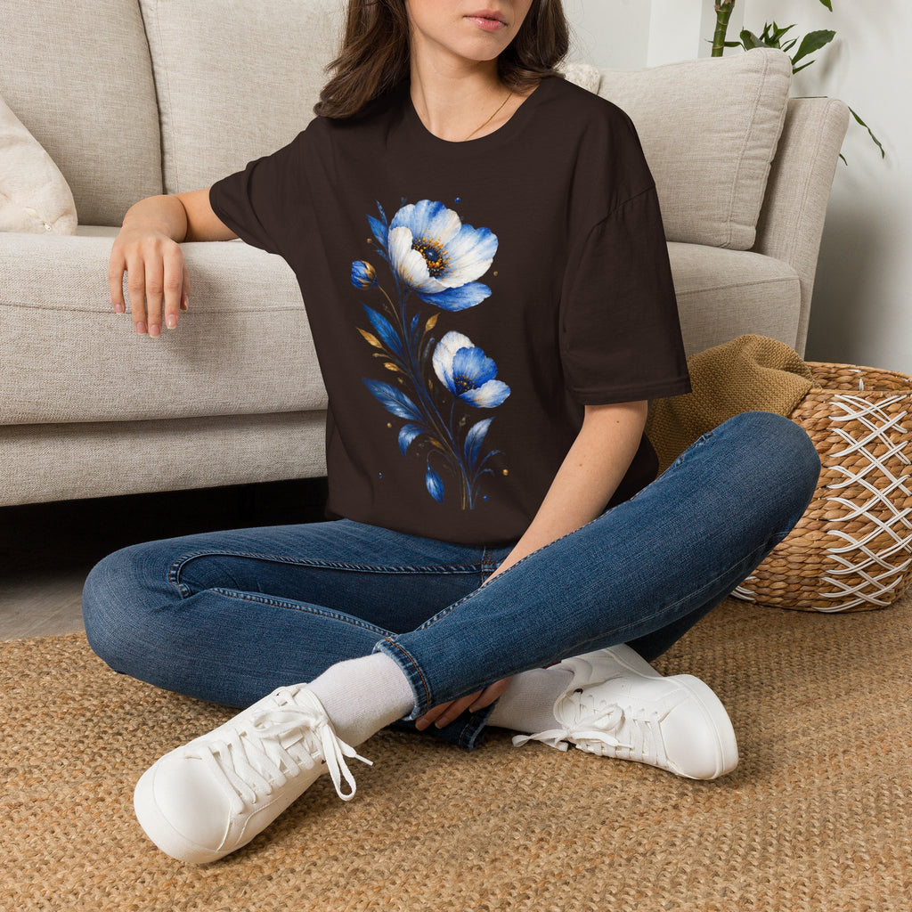 Blue Watercolor Floral T-Shirt