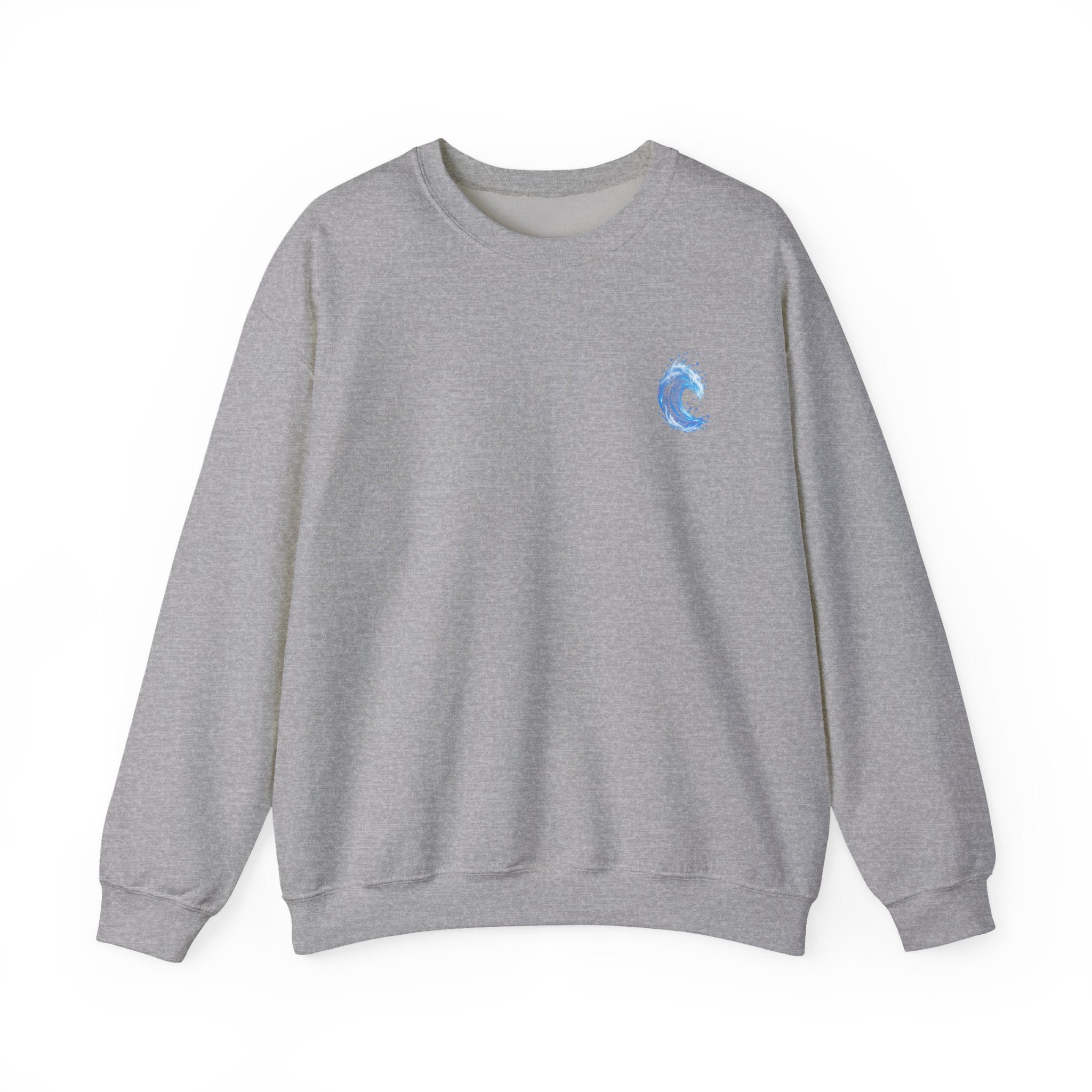 Wave Graphic Sweatshirt — Blue Ocean Crest Crewneck