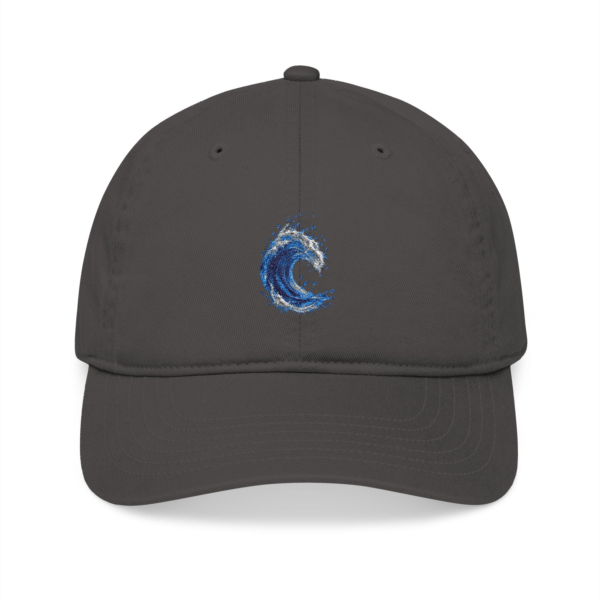 Embroidered Blue Wave Organic Baseball Cap — Eco-Friendly Surf Hat