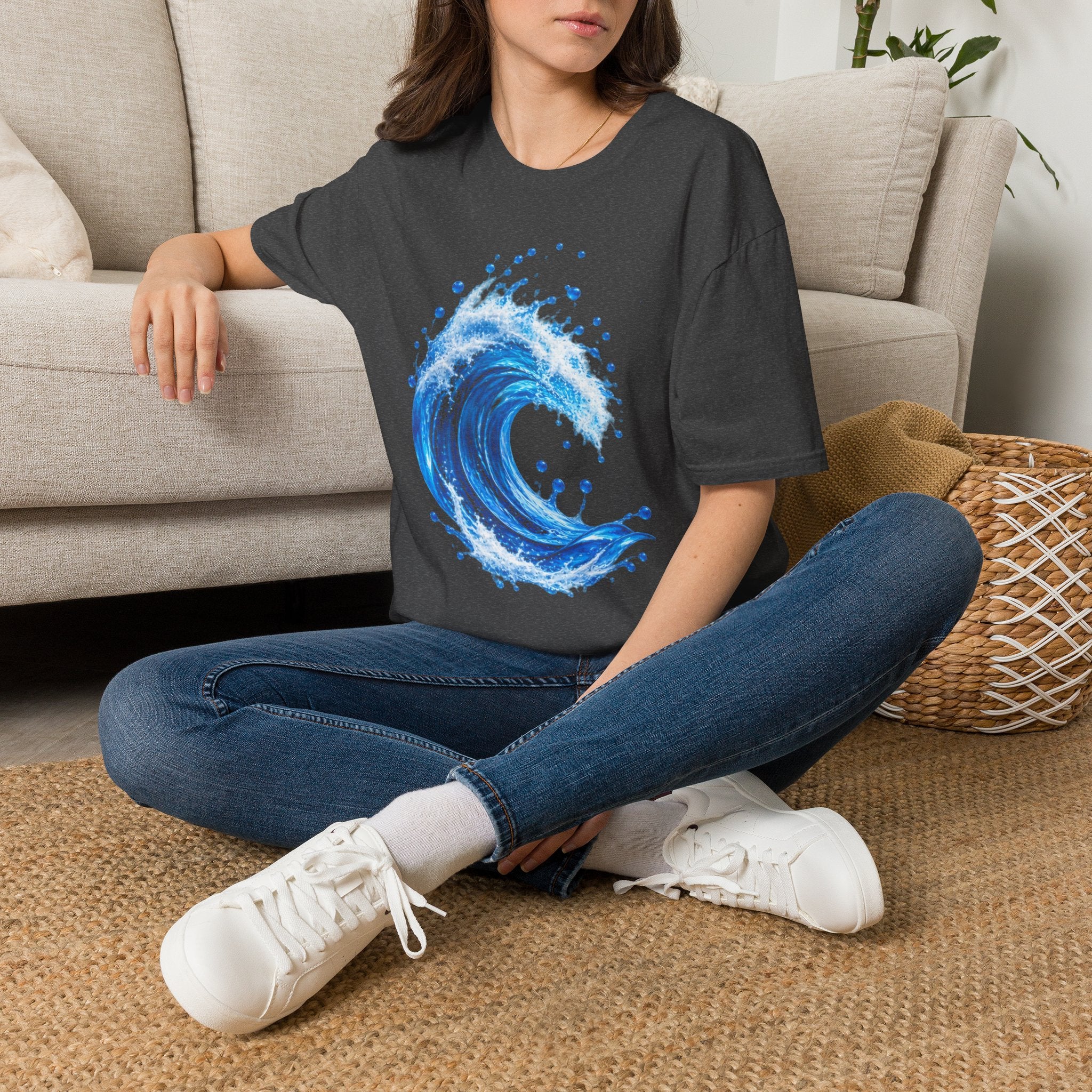 Ocean Wave T-Shirt — Blue Water Splash Graphic Tee