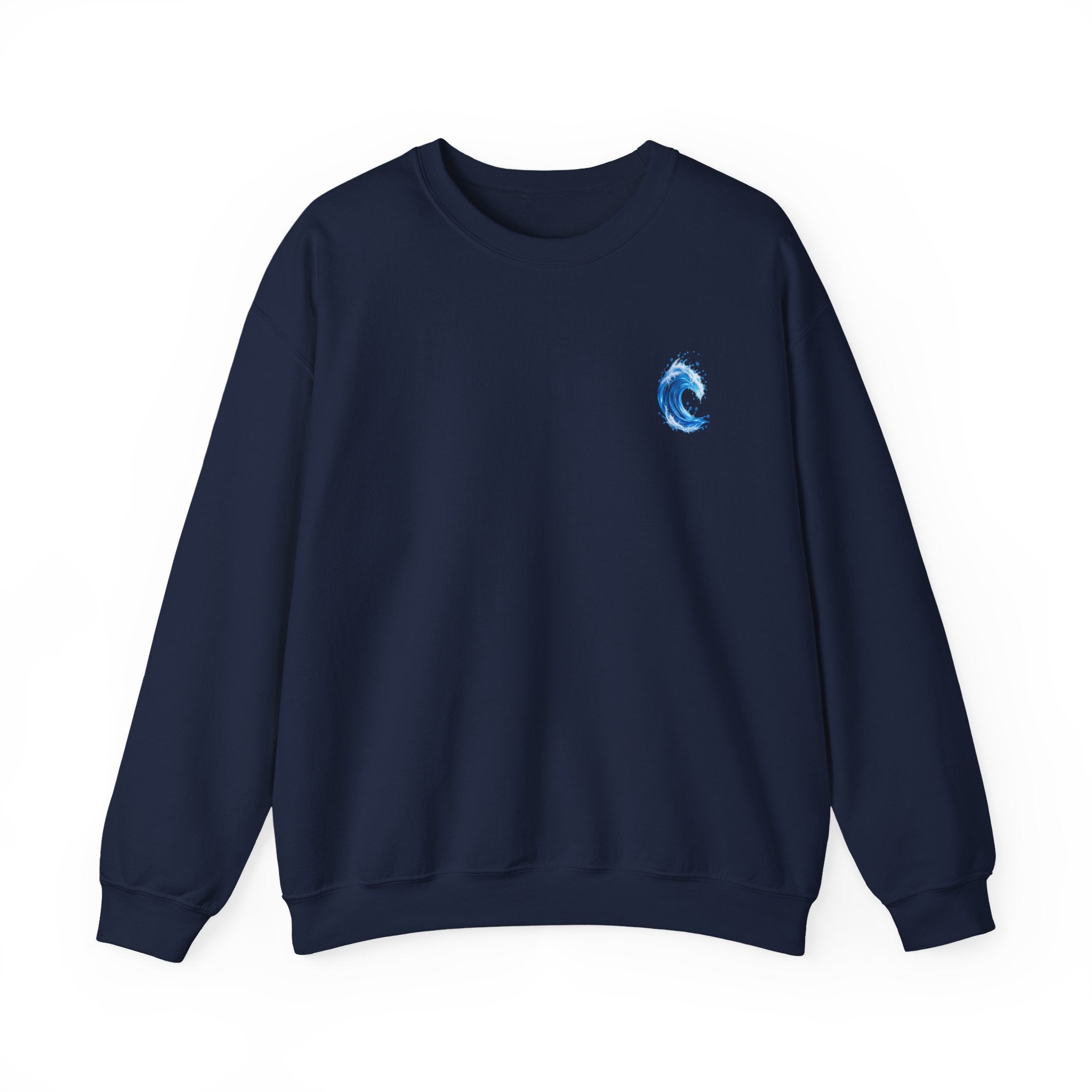 Wave Graphic Sweatshirt — Blue Ocean Crest Crewneck