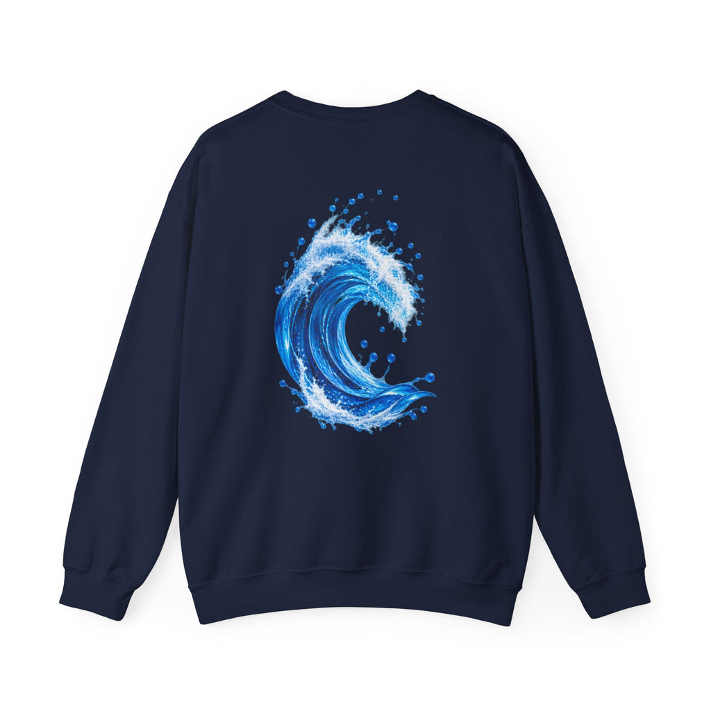 Wave Graphic Sweatshirt — Blue Ocean Crest Crewneck