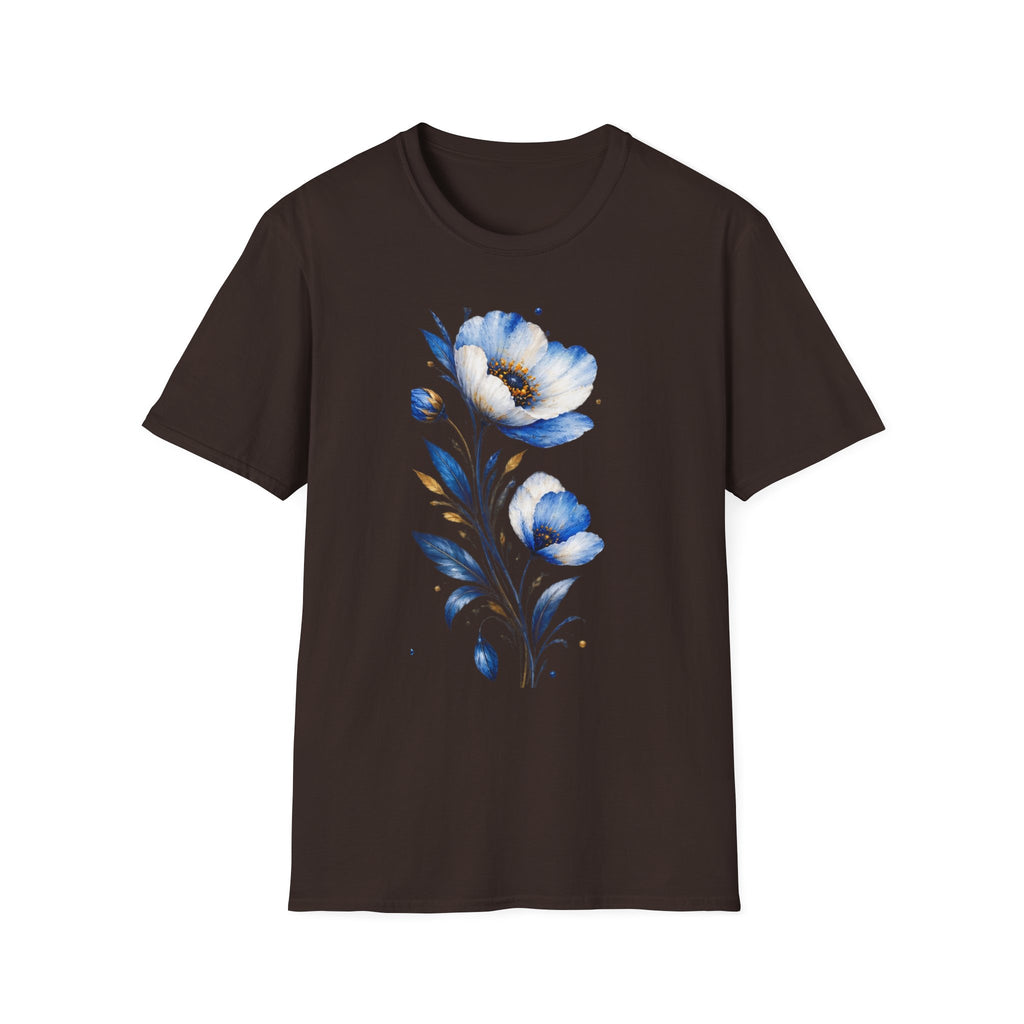 Blue Watercolor Floral T-Shirt