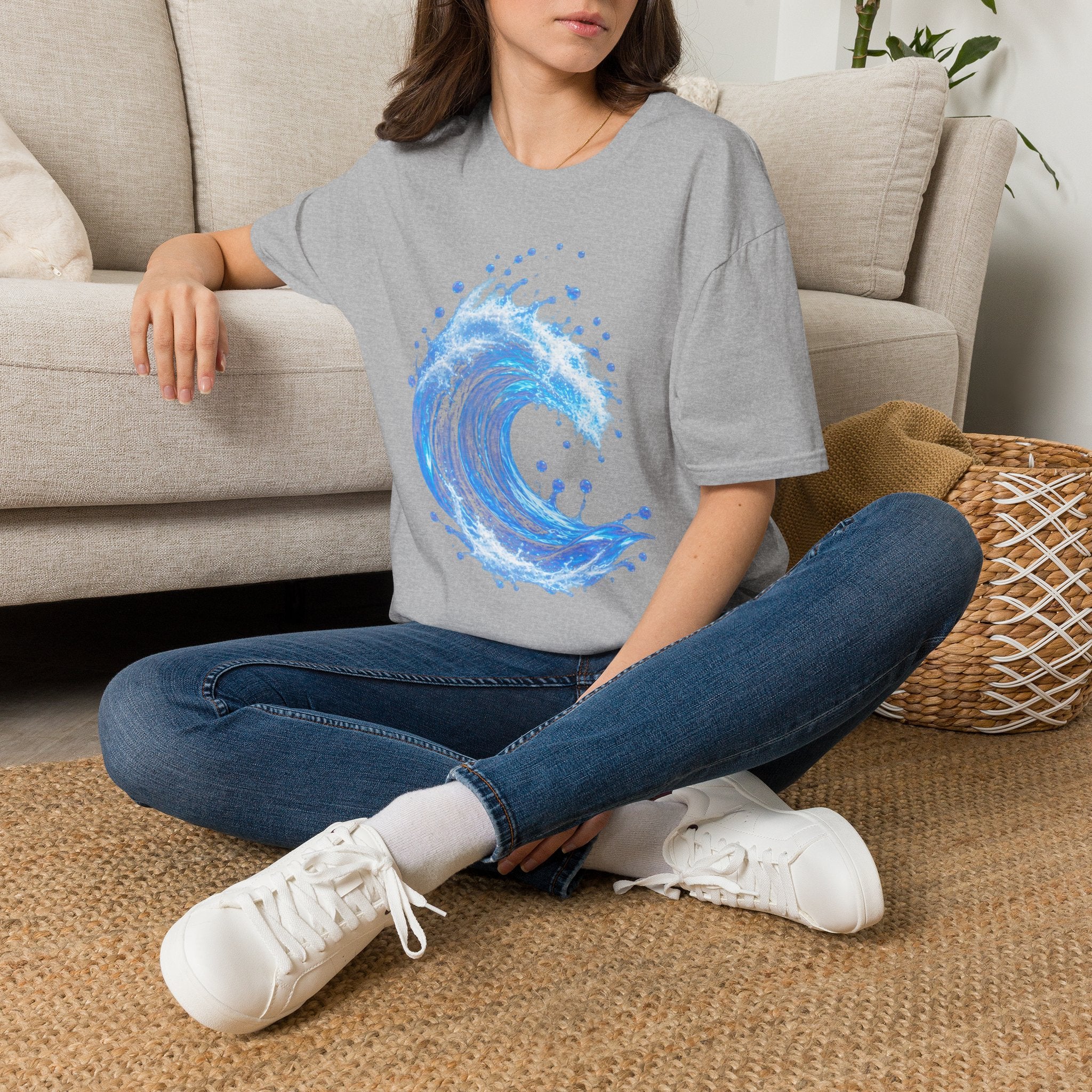 Ocean Wave T-Shirt — Blue Water Splash Graphic Tee