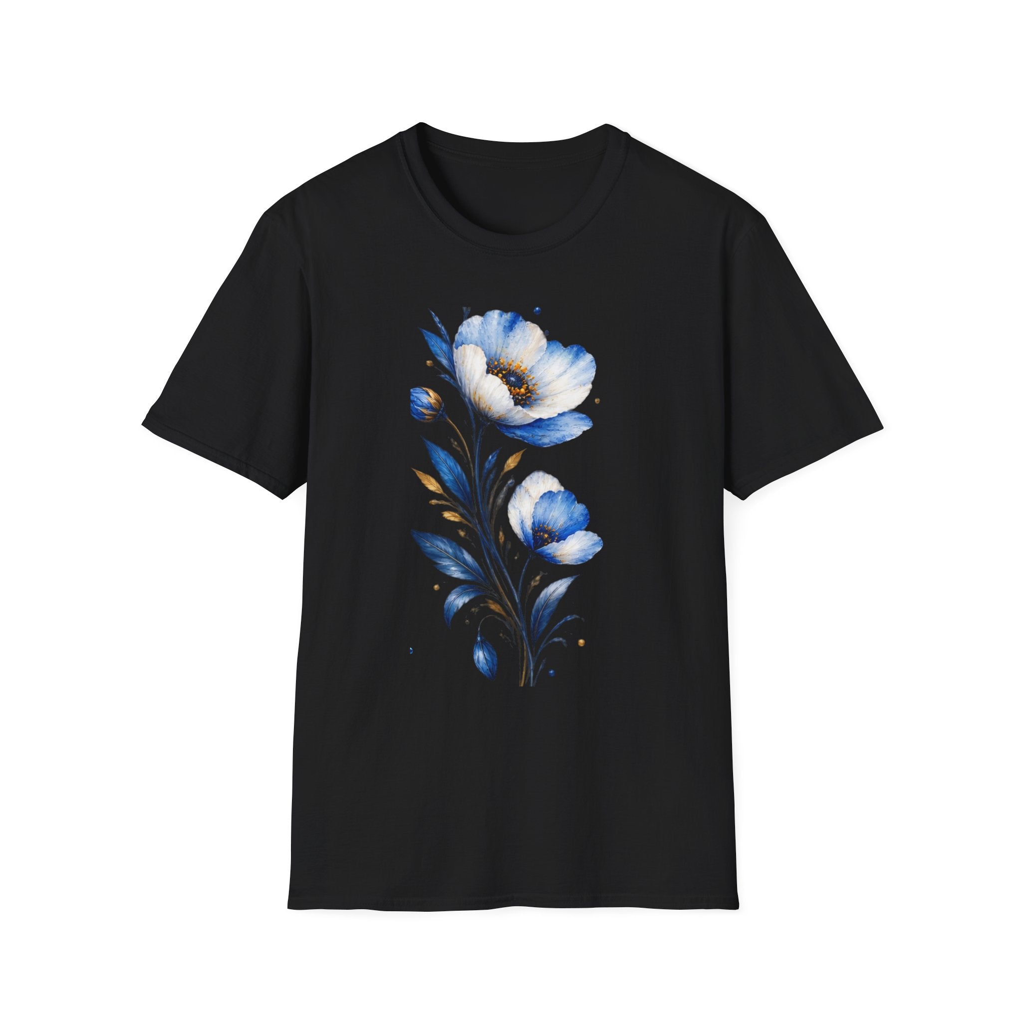 Blue Watercolor Floral T-Shirt