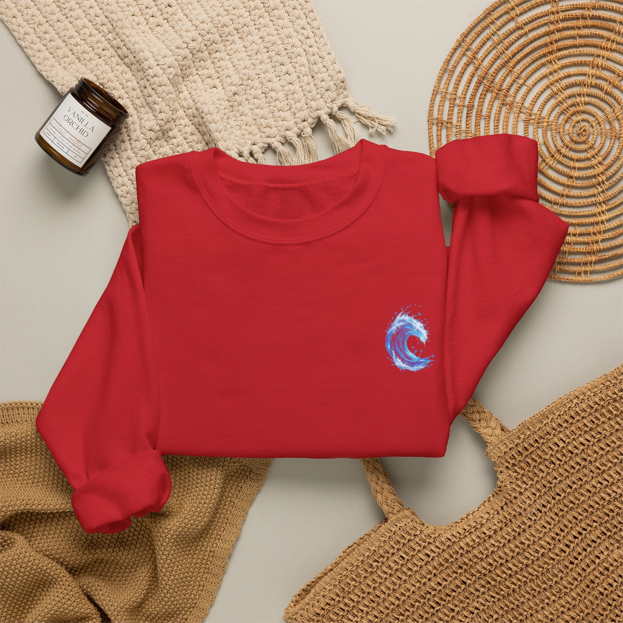 Wave Graphic Sweatshirt — Blue Ocean Crest Crewneck