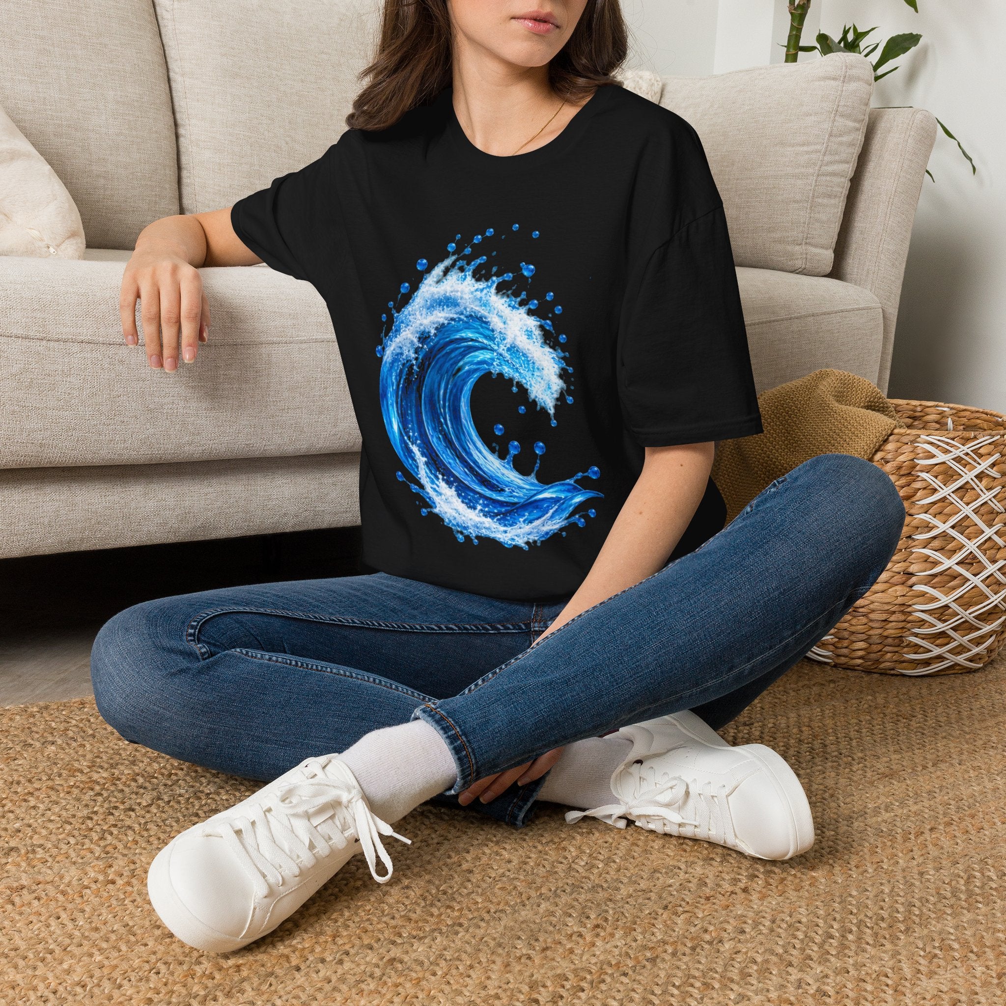 Ocean Wave T-Shirt — Blue Water Splash Graphic Tee