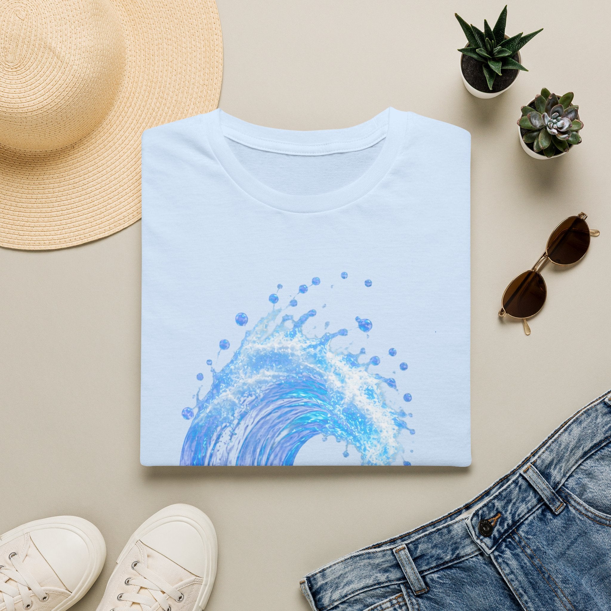 Ocean Wave T-Shirt — Blue Water Splash Graphic Tee