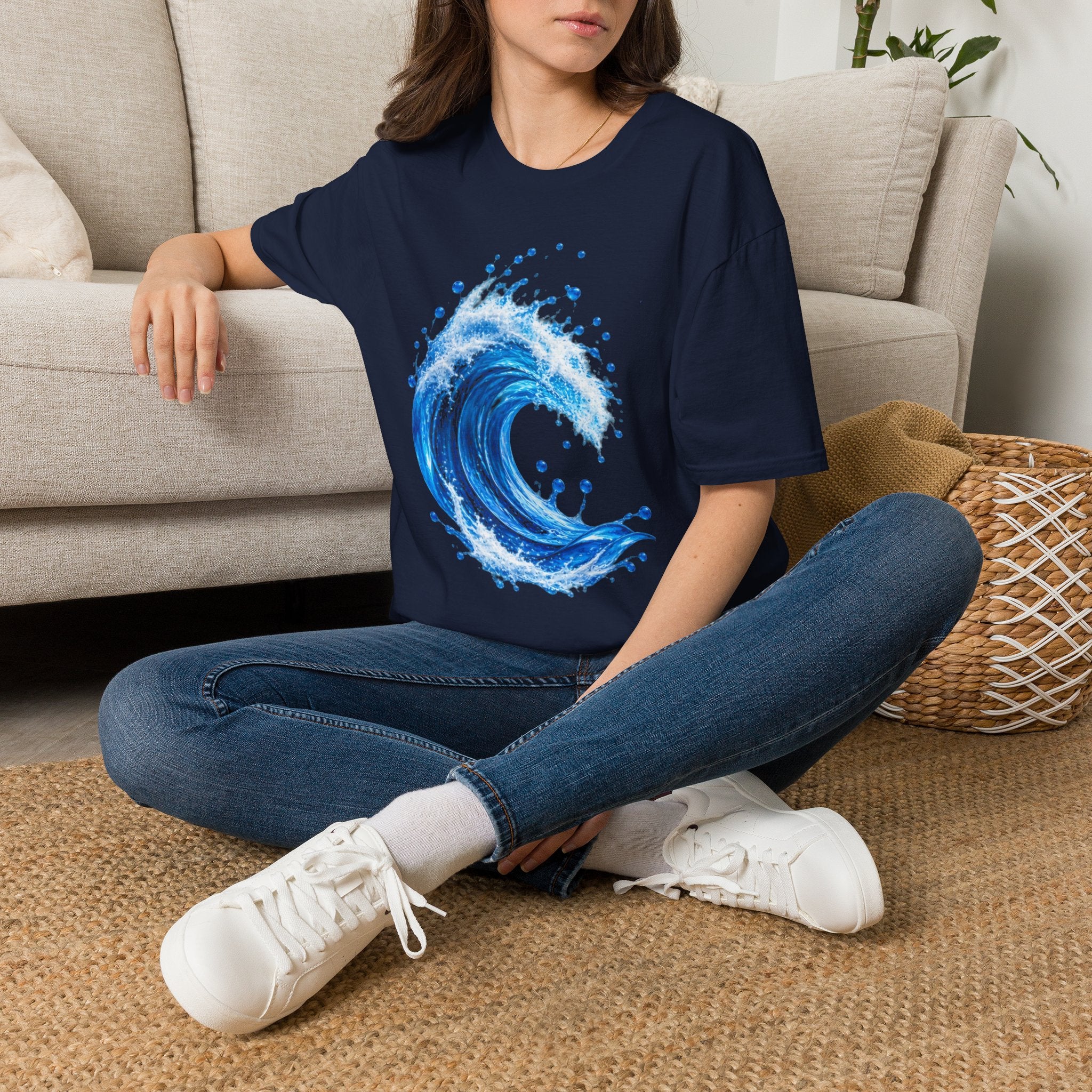 Ocean Wave T-Shirt — Blue Water Splash Graphic Tee