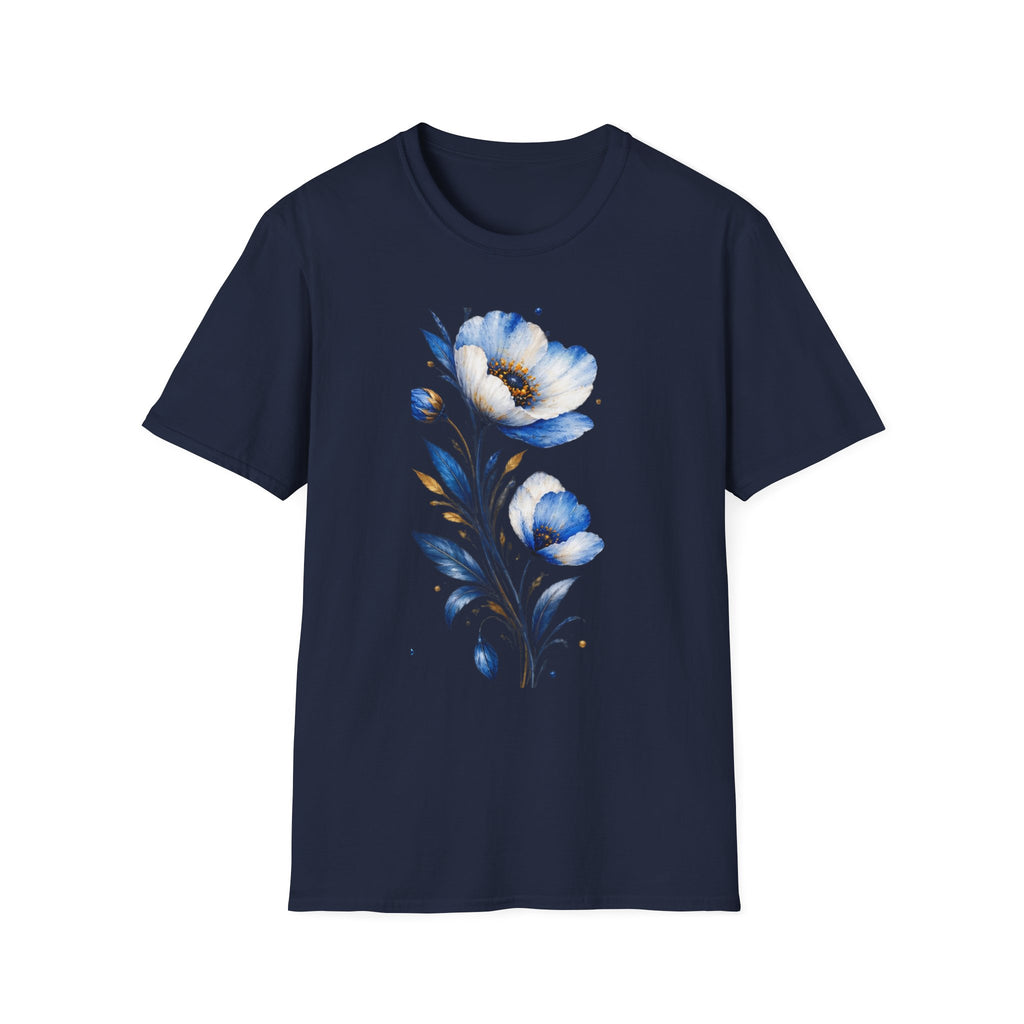 Blue Watercolor Floral T-Shirt