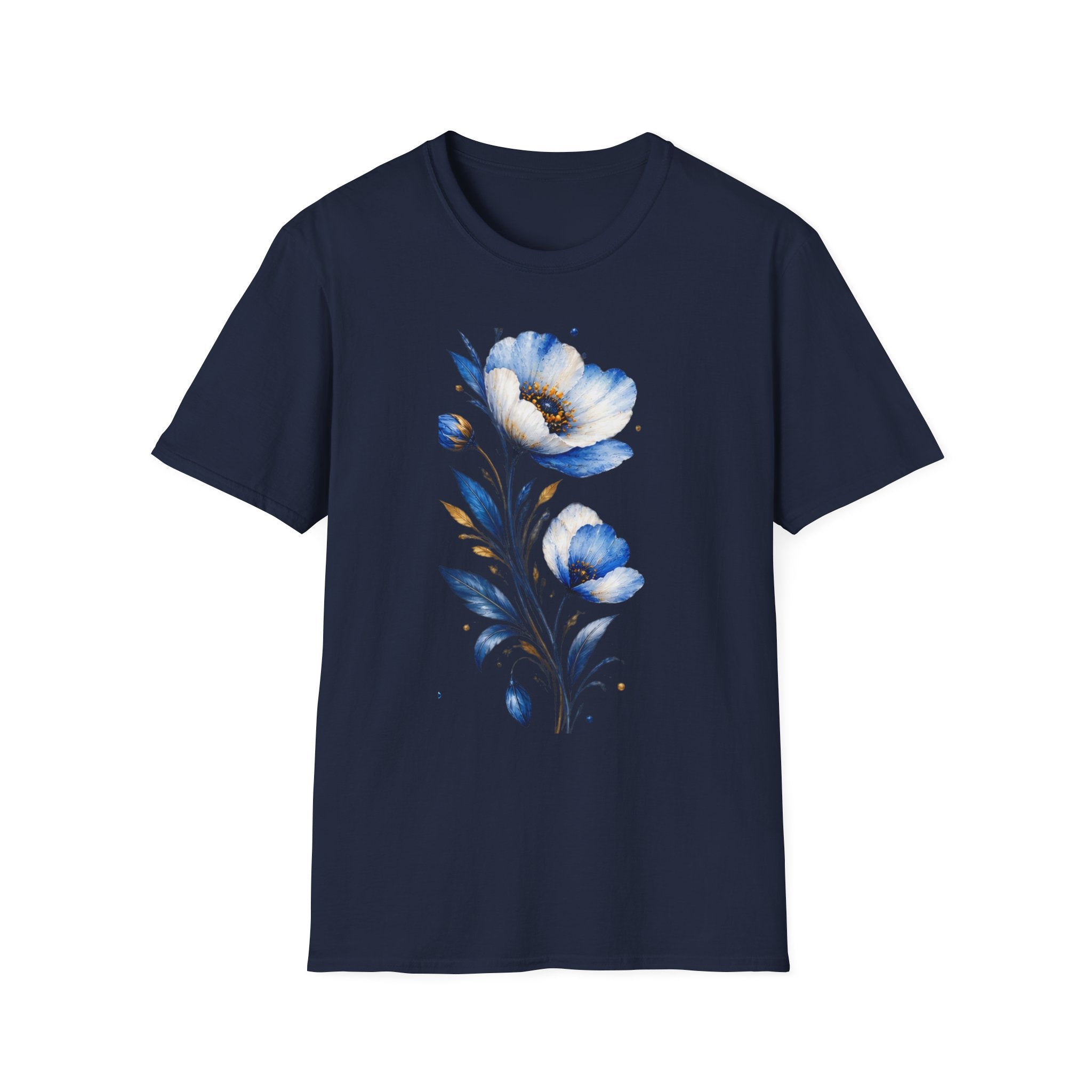 Blue Watercolor Floral T-Shirt