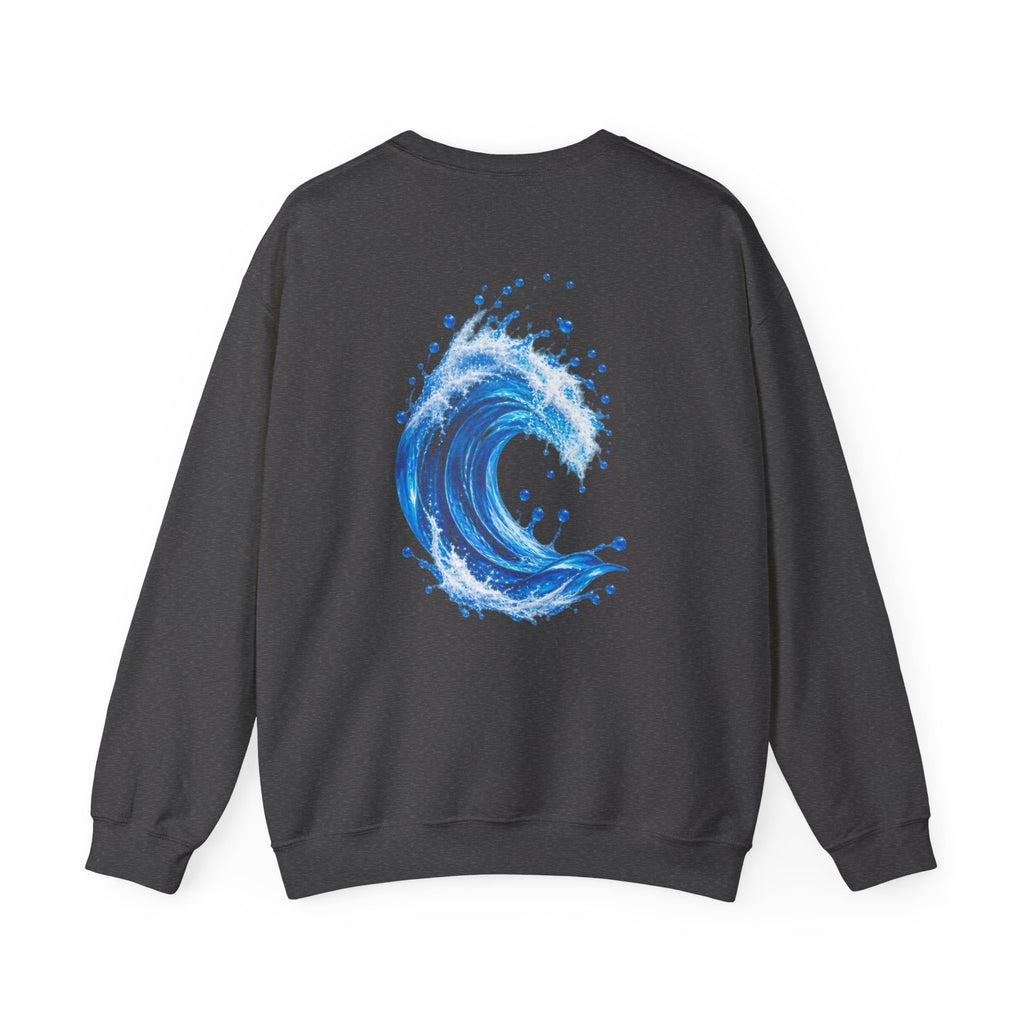 Wave Graphic Sweatshirt — Blue Ocean Crest Crewneck