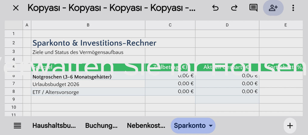 Intelligentes Haushaltsbuch & Digitaler Budgetplaner | Finanzplaner für Excel & Google Sheets